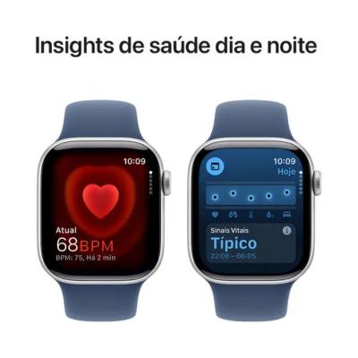 Apple Watch Series 10 GPS • Caixa prateada de alumínio – 42 mm • Pulseira esportiva denim